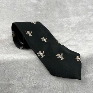 Vintage Cervantes Guitar Mouse Necktie Black Embroidered Novelty Music USA
